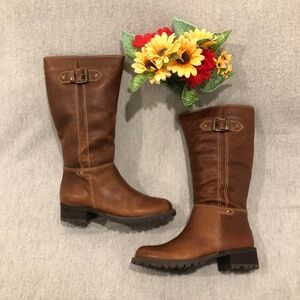 Naturalizer Brown Leather Side Zip Boots with Decorative Side Buckle